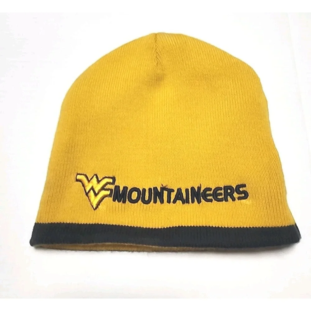 Vintage Nike West Virginia University Beanie Winter Cap Knit WVU Reversible
